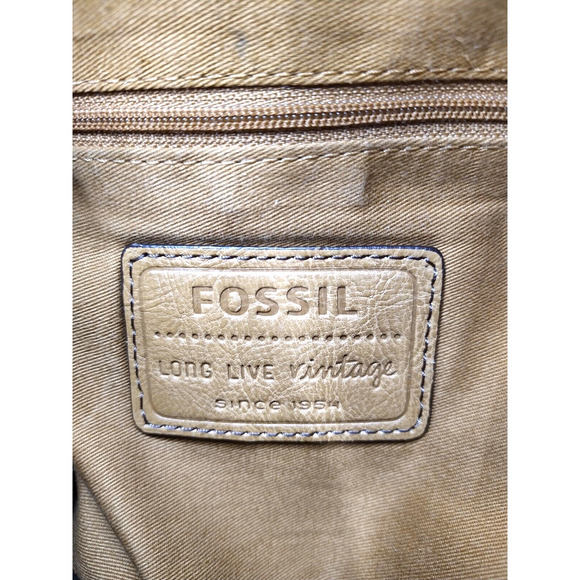 Fossil Yellow Tan Leather Zipper Pocket Crossbody Shoulder Bag - Picture 11 of 13